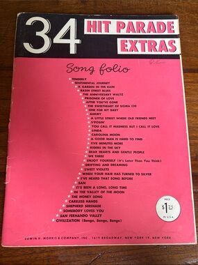 34 Hit Parade Extras - Song Folio - 88 pages